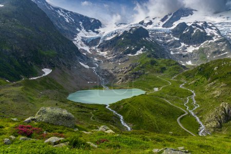 Téléchargez les photos : Paysage alpin typique des Alpes suisses avec Steinsee, Alpes Urner, Canton de Berne, Suisse - en image libre de droit