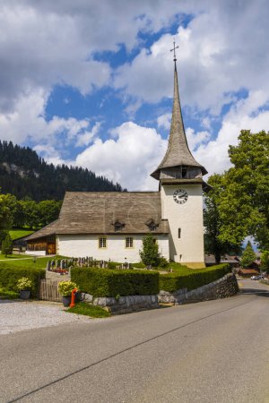 Photo for Church in Gsteig bei Gstaad, district Obersimmental-Saanen administrative district, Oberland administrative region, Switzerland - Royalty Free Image