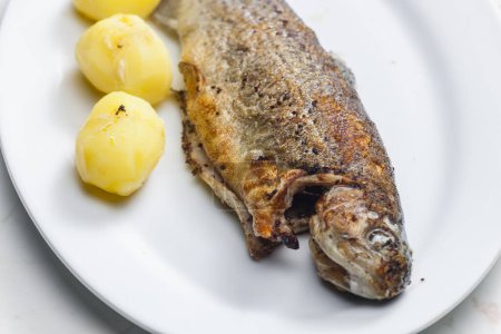 Photo for Grilled trout with cooked potatoes - Royalty Free Image