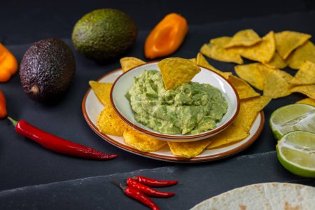 Photo for Stilll life of guacamole with nachos - Royalty Free Image