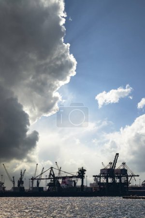 Photo for Port and industrial zone in Taranto, Apulia, Italy - Royalty Free Image