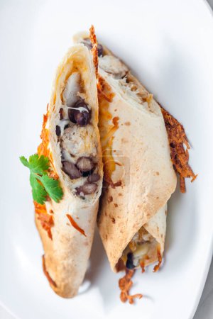 Photo for Burrito filled with chicken meat and red beans - Royalty Free Image