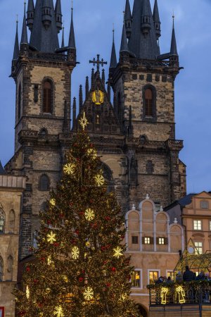 Old Town Square at Christmas time, Prague, Czech Republic