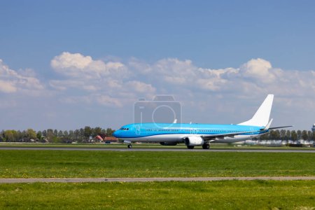 Photo for Passenger plane taking off from the runway, Schiphol, Amsterdam, The Netherlands - Royalty Free Image