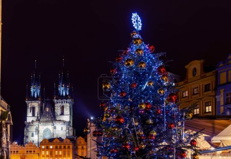 Photo for Old Town Square at Christmas time, Prague, Czech Republic - Royalty Free Image