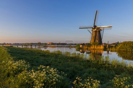 Foto de Traditional Dutch windmills in Kinderdijk - Unesco site, The Netherlands - Imagen libre de derechos