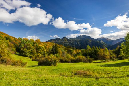 Téléchargez les photos : Autumn landscape in Mala Fatra National Park with Velky Rozsutec peak, Slovakia - en image libre de droit