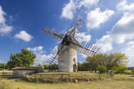 Photo for Vensac windmill,  Gironde department, Nouvelle-Aquitaine,  France - Royalty Free Image