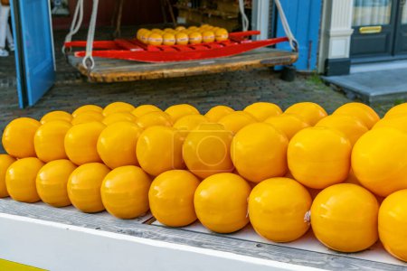 Photo for Detail of edam cheeses, town cheese market, Edam, North Holland, Netherlands - Royalty Free Image