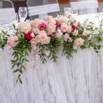 Wedding table with pink flowers