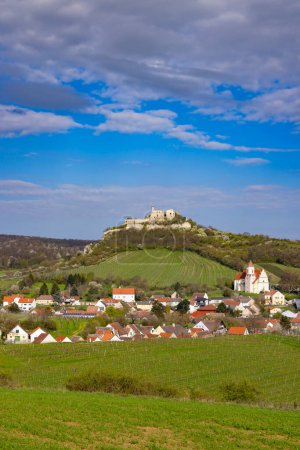 Photo for Falkenstein ruins and town with vineyard, Lower Austria, Austria - Royalty Free Image