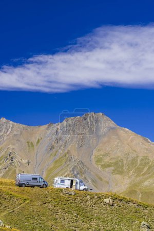 Photo for Vanlife near Route des Grandes Alpes near Col du Galibier, Savoy, France - Royalty Free Image