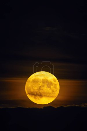 Foto de Superluna, luna llena que casi coincide con el perigeo, lo más cerca que la Luna llega a la Tierra en su órbita elíptica. - Imagen libre de derechos