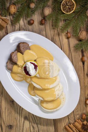 Photo for Typical Czech meal called svickova at Christmas time - Royalty Free Image