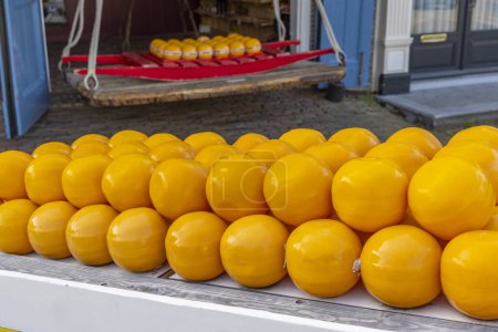 Photo for Detail of edam cheeses, town cheese market, Edam, North Holland, Netherlands - Royalty Free Image