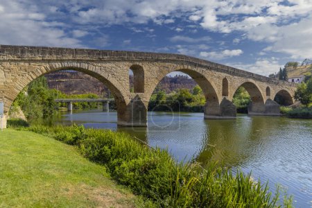 Photo for Romanesque bridge Puente la Reina, Gares, Navarre, Spain - Royalty Free Image