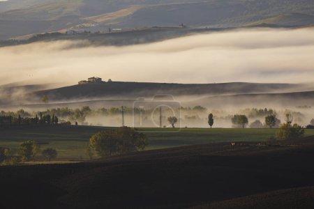 Photo for Typical Tuscan morning autumn landscape, Val D'Orcia, Tuscany, Italy - Royalty Free Image