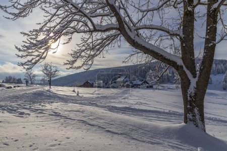 Foto de Paisaje invernal alrededor de Mala Upa, Montañas gigantes (Krkonose), Bohemia del Norte, República Checa - Imagen libre de derechos