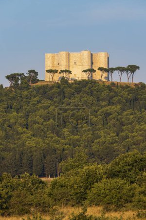 Photo for Castel del Monte, castle built in an octagonal shape by the Holy Roman Emperor Frederick II in the 13th century in Apulia region, Italy - Royalty Free Image