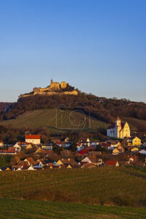 Photo for Falkenstein ruins and town with vineyard, Lower Austria, Austria - Royalty Free Image