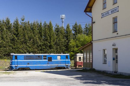 Photo for Narrow gauge railway Jindrichuv Hradec to Nova Bystrice, station Nova Bystrice, Czech Republic - Royalty Free Image