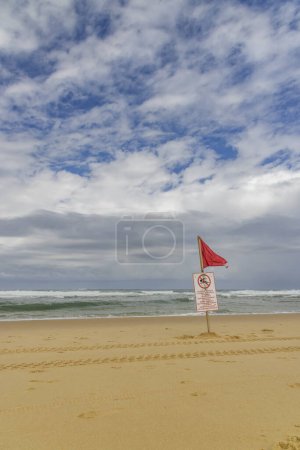 No swimming, Plage Nord beach, Mimizan, New Aquitaine, France