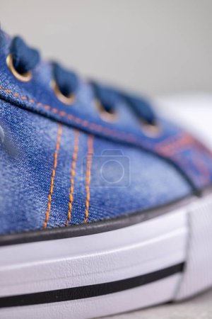 Photo for Close up of denim sneaker - Royalty Free Image