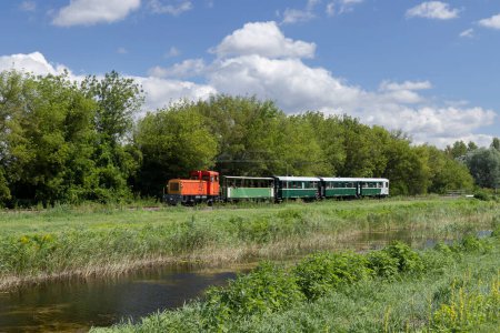 Foto de Tren de vía estrecha de Balatonfenyves a Csisztafurdo cerca de Balaton - Imagen libre de derechos
