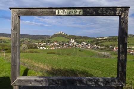 Photo for View of  Falkenstein ruins and town with vineyard - Royalty Free Image
