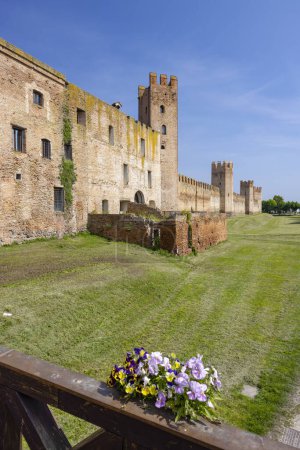 View of Ancient walls of Montagnana, Padova province, Veneto, Italy