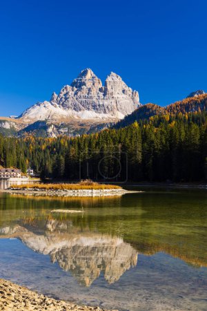 Typical landscape with Tre Cime, Tre Cime di Lavaredo, Dolomiti, South Tyrol, Italy