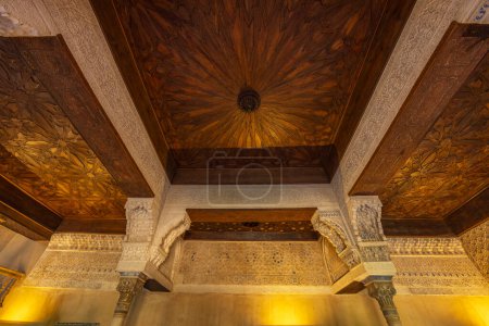 Arabic interiors of Nasrid Palace, Alhambra palace comple, Generalife and Albayzin (Generalife y Albaicn de Granada), UNESCO site, Granada, Andalusia, Spain.