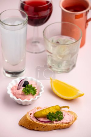 Photo for Greek taramas spread on pink - Royalty Free Image