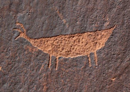 Photo for A sheep from the Descending Sheep Petroglyphs on the canyon walls located just north of Horseshoe Bend in Arizona. - Royalty Free Image