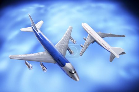 Foto de Modelos de aviones sobre fondo azul - Imagen libre de derechos