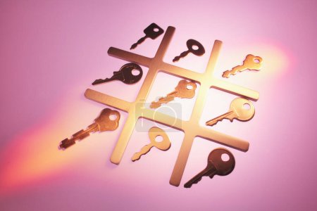 Photo for Tic-Tac-Toe Game with Keys - Royalty Free Image
