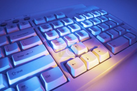 Photo for Computer Keyboard in Blue Tone - Royalty Free Image