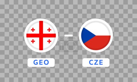 Georgien gegen Tschechien. Flaggensymbole isoliert auf transparentem Hintergrund. Infografiken zum Wettbewerb der Fußballmeisterschaft. Ankündigung, Spielstand Vorlage. Vektorgrafik