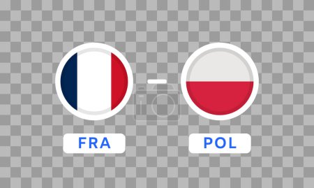 Austria vs France Match Design Element. Flag Icons isolated on transparent background. Football Championship Competition Infographics. Game Score Template.Vector graphics