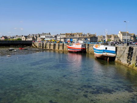 Téléchargez les photos : Port de pêche de Roscoff à marée basse, commune du département du Finistère en Bretagne - en image libre de droit