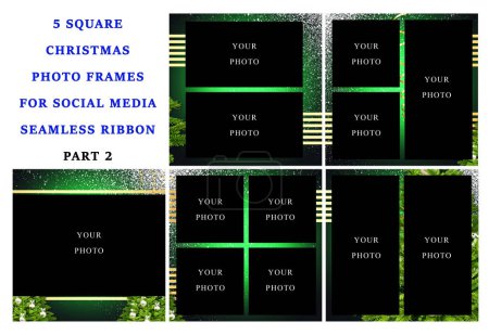 Téléchargez les photos : Nouvelle année cadre photo carré festif pour les réseaux sociaux, pour insérer vos photos - en image libre de droit