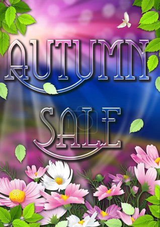 Téléchargez les photos : Autumn sale, vertical banner for social media and web design with flowers and beautiful background - en image libre de droit