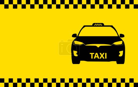 Téléchargez les illustrations : Vector layout of a business card with a taxi car. Design for advertising a taxi service. Adaptable for poster, flyer, banner or social media - en licence libre de droit
