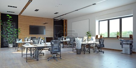 Foto de Interior de la oficina moderna (concepto de diseño de renderizado 3d) - Imagen libre de derechos