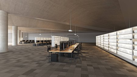Photo for Modern office with open space . 3D Render - Royalty Free Image