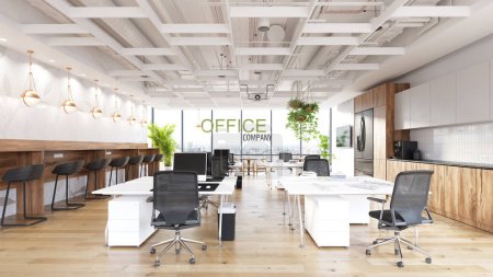 Photo for 3D project of office space with recreation area. Design concept rendering - Royalty Free Image