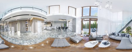 Photo for 360 panorama of the living interior. 3d render - Royalty Free Image