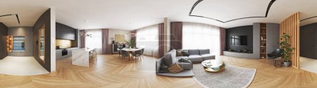Photo for 360 panorama of the living interior. 3d render - Royalty Free Image