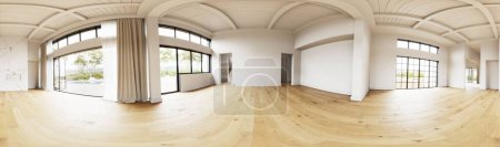 Foto de Diseño de loft interior de espacio abierto de 360 panoramas. renderizado 3d - Imagen libre de derechos