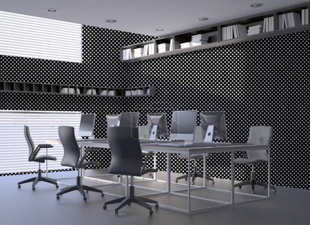 Foto de Interior de oficina con paredes en blanco y negro - Imagen libre de derechos